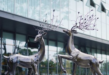 鹿雕塑-公園景區玻璃鋼仿銅創意園林景觀鹿雕塑