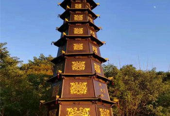 佛塔雕塑-寺廟景觀(guān)多層浮雕漆金佛塔雕塑