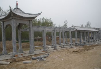 涼亭雕塑-公園戶外長(zhǎng)廊青石仿古建涼亭裝飾擺件