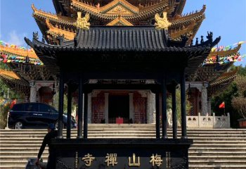 香爐雕塑-景區寺廟大型不銹鋼仿銅香火香爐雕塑