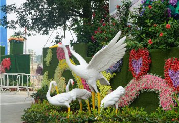 鶴雕塑-動物園廣場創(chuàng)意玻璃鋼鶴雕塑