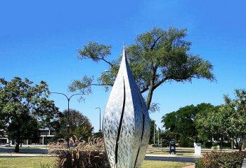 樹(shù)葉雕塑-公園園林不銹鋼樹(shù)葉噴泉雕塑