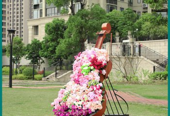 大提琴雕塑-戶(hù)外公園創(chuàng)意玻璃彩繪大提琴雕塑