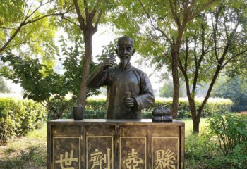 名醫(yī)人物銅雕-公園廣場擺放名醫(yī)懸壺濟(jì)世小品情景觀景玻璃鋼仿銅雕塑