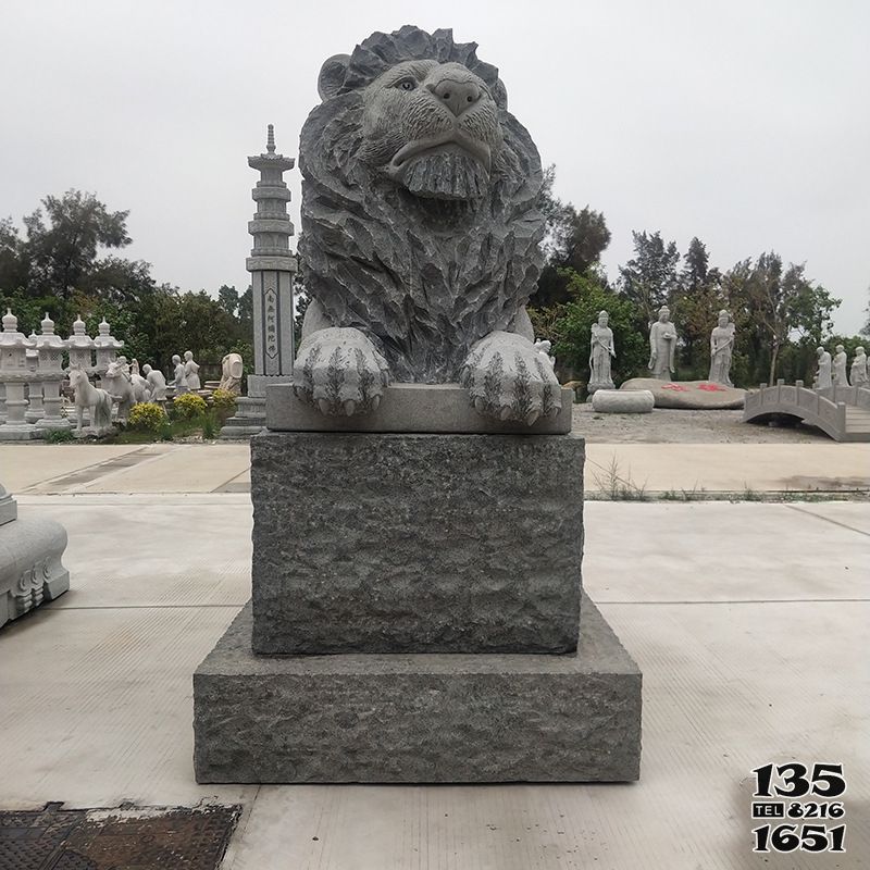 獅子雕塑-公園廣場(chǎng)大理石石雕大型仿真動(dòng)物臥著的獅子雕塑高清圖片