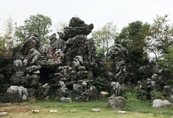 假山雕塑-動物園猴子景區擺放靈璧石假山雕塑