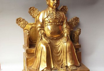 真武大帝雕塑-不銹鋼噴金烤漆寺廟真武大帝雕塑