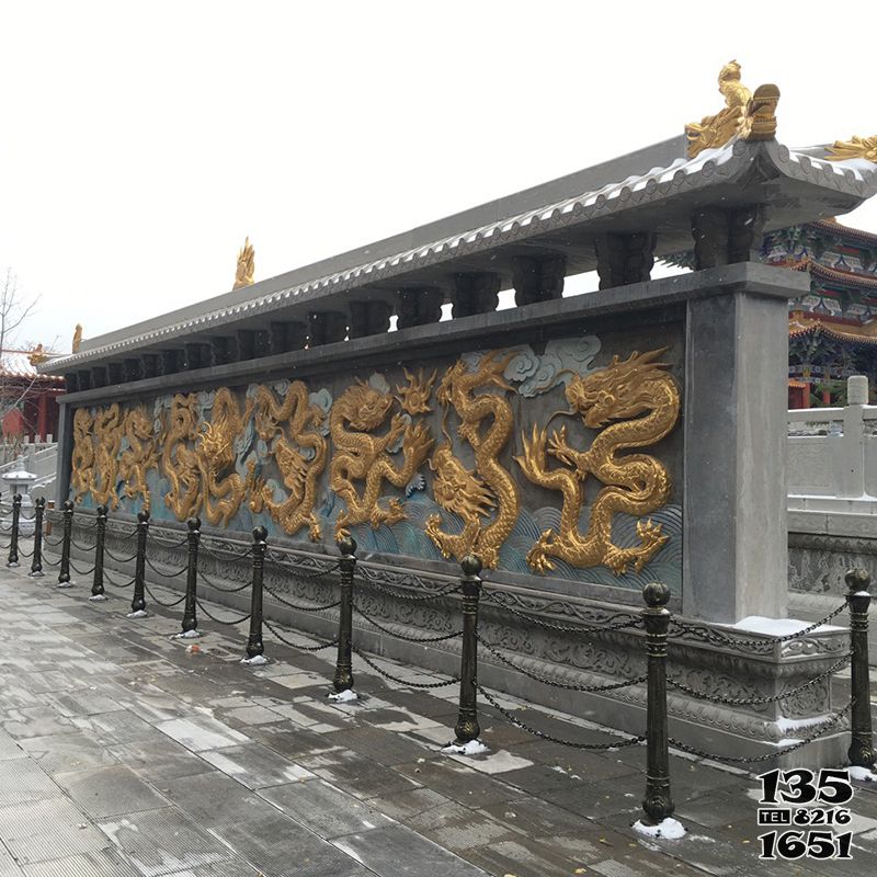 九龍壁雕塑-寺廟廣場(chǎng)照壁銅雕九龍影壁墻高清圖片