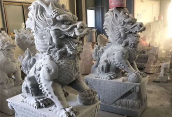 獅子雕塑-別墅小區(qū)創(chuàng)意石雕一對(duì)看門(mén)的獅子雕塑