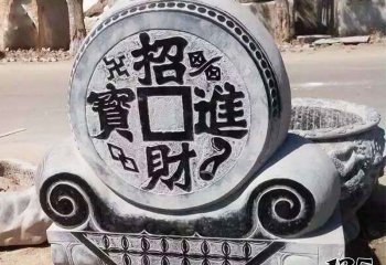 抱鼓石門墩雕塑-招財進寶石門墩仿古抱鼓石