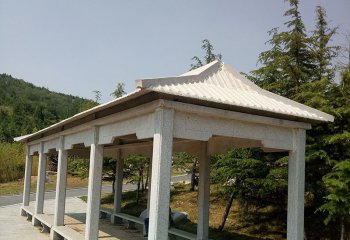 涼亭雕塑-森林公園仿古建大理石長(zhǎng)廊座椅休息涼亭雕塑