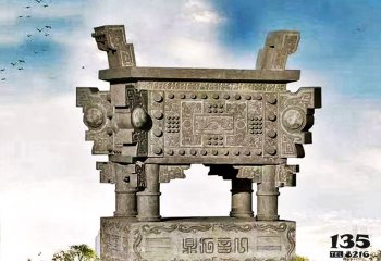 香爐雕塑-景區(qū)廣場(chǎng)擺放仿古鼎浮雕祈福長形平口香爐雕塑