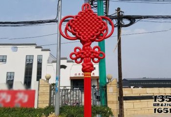 中國(guó)結(jié)雕塑-戶外街邊懸掛的不銹鋼中國(guó)結(jié)雕塑