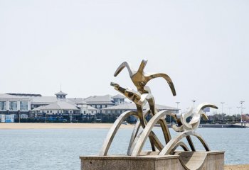 游泳雕塑-景區(qū)海邊不銹鋼公園抽象游泳雕塑