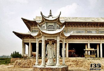 涼亭雕塑-寺廟景區(qū)神像擺放古建筑涼亭雕塑