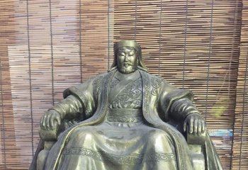 成吉思汗雕塑-玻璃鋼仿銅坐像雕塑內(nèi)蒙古文化雕塑公園廣場(chǎng)美陳擺件成吉思汗雕塑