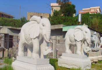 大象雕塑-漢白玉石雕園林景區大象雕塑