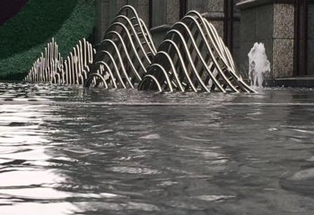 假山雕塑-別墅戶外水池水景假山不銹鋼雕塑