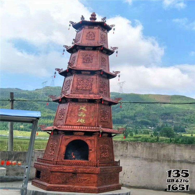 佛塔雕塑-寺廟景區戶外擺放鑄銅多層浮雕佛塔雕塑高清圖片