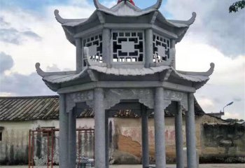 涼亭雕塑-仿古建二層村莊廣場(chǎng)擺放休息涼亭雕塑