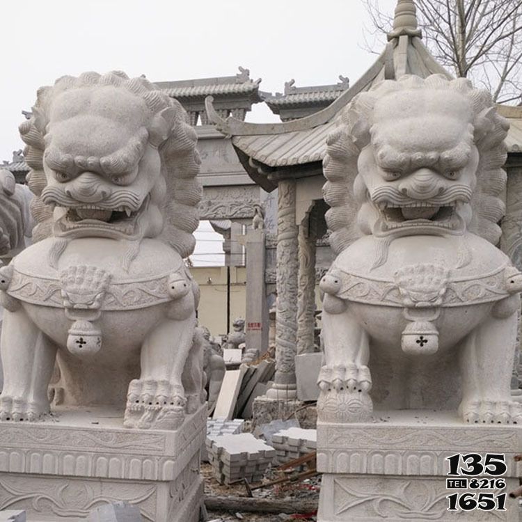 獅子雕塑-石雕大型青石頭石獅子一對(duì)看門(mén)獅子雕塑高清圖片