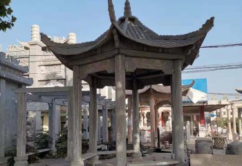 涼亭雕塑-景區寺廟擺放仿古建六角休閑涼亭雕塑