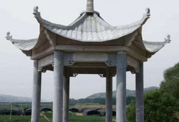 涼亭雕塑-農村口擺放仿古建休閑青石涼亭