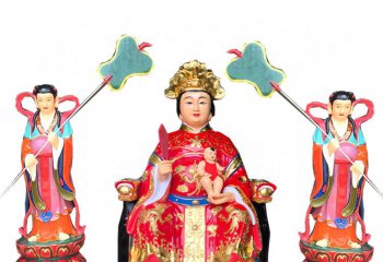 女媧雕塑-寺廟景區(qū)擺放女媧娘娘彩繪玻璃鋼雕塑