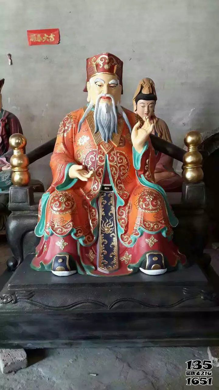 財(cái)神雕塑-偏財(cái)神大伯公玻璃鋼彩繪財(cái)神雕塑高清圖片