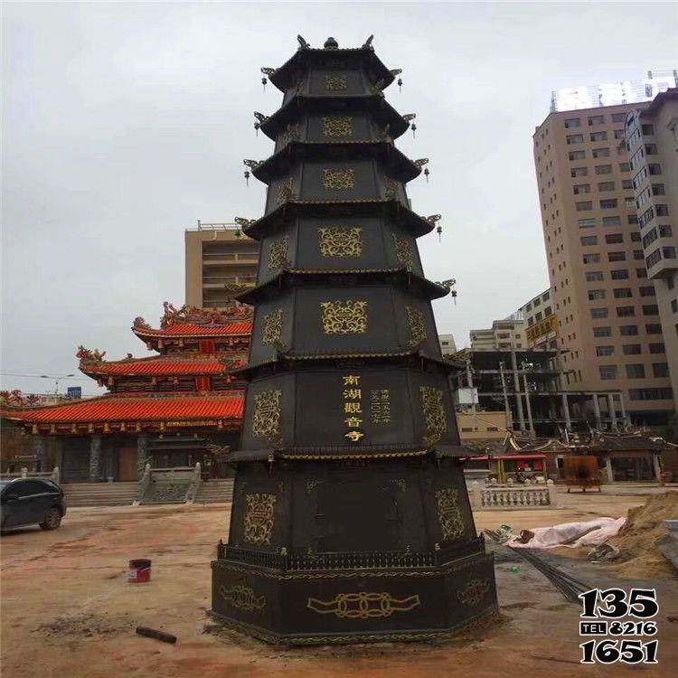 佛塔雕塑-景區鑄鐵多層浮雕寺院擺放佛塔雕塑高清圖片