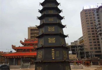 佛塔雕塑-景區鑄鐵多層浮雕寺院擺放佛塔雕塑