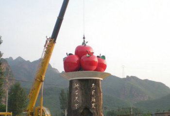 蘋果雕塑-城市公園仿真不銹鋼蘋果雕塑