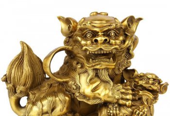 獅子雕塑-不銹鋼噴金鎏金創(chuàng)意室內獅子雕塑