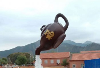 天壺雕塑-公園大型玻璃鋼懸浮流水噴泉天壺雕塑