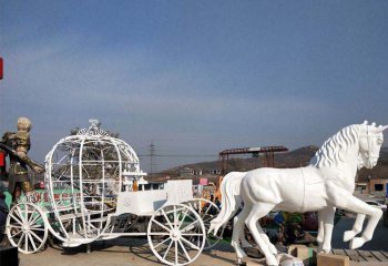 馬車雕塑-別墅花園廣場擺放汗白玉石雕馬車雕塑