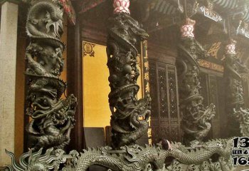 龍柱雕塑-寺廟大殿門(mén)前裝飾龍紋仿銅雕塑