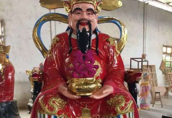 財(cái)神雕塑-寺廟大型玻璃鋼彩繪供奉神佛招財(cái)菩薩財(cái)神雕塑