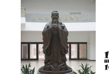 孔子雕塑-孔子學校室內擺放古代名師玻璃鋼仿銅雕