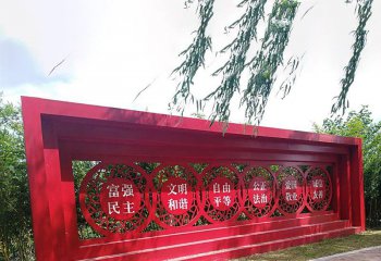 價(jià)值觀雕塑-公園長(zhǎng)廊不銹鋼創(chuàng)意彩繪價(jià)值觀雕塑