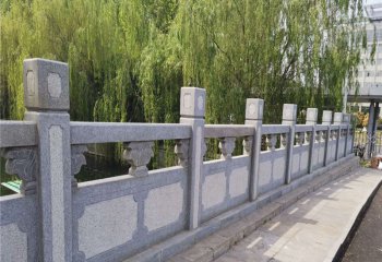 欄桿欄板雕塑-學院公園石橋芝麻灰扶手欄桿雕塑