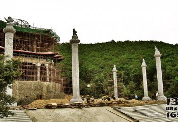 龍柱雕塑-戶外景區(qū)寺廟門口大型景觀大理石石雕浮雕龍柱雕塑