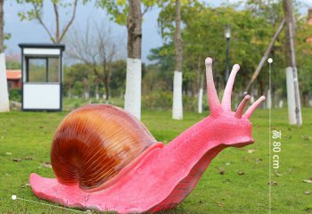 蝸牛雕塑-公園擺放的玫紅色的玻璃鋼創(chuàng)意蝸牛雕塑