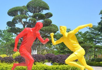 跑步雕塑-公園林景觀玻璃鋼彩繪跑步運(yùn)動(dòng)人物雕塑擺件