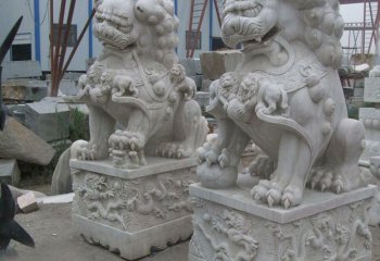 獅子雕塑-公園景區(qū)大理石石雕浮雕一對(duì)看大門(mén)口的獅子雕塑