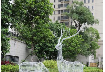 梅花鹿雕塑-公園鏤空創(chuàng)意戶(hù)外園林景觀(guān)梅花鹿雕塑