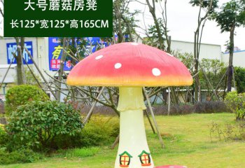 蘑菇雕塑-公園創(chuàng)意大號房凳蘑菇雕塑