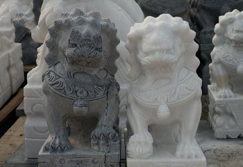 獅子雕塑-小型浮雕大理石家用門前納福風水獅子擺件