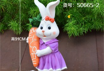 兔子雕塑-幼兒園擺放一只玻璃鋼彩繪兔子雕塑