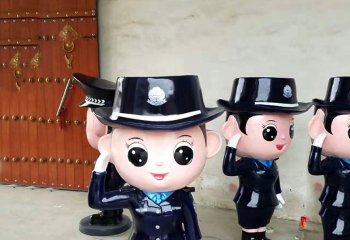 警察雕塑-卡通人物警察玻璃鋼女警察雕塑