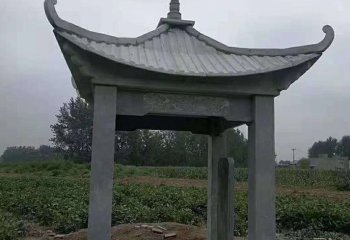 涼亭雕塑-村莊簡(jiǎn)易青石仿古建筑涼亭雕塑